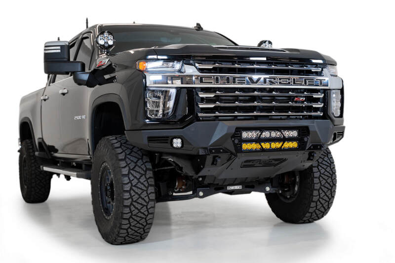 Chevrolet 2500 Front Bumper - Addictive Desert Designs - Bomber - Hammer Black with Satin Black Panels - `20-`27
